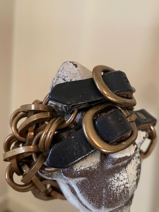 Sogoli Brass and Leather Multi Strand Bracelet - Picture 3 of 7